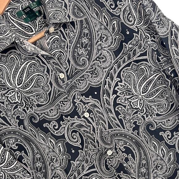Lauren Ralph Lauren Womens‎ L Paisley Non-Iron Shirt Preppy Career Office Blouse - Picture 1 of 9